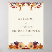 Poster Bienvenue à une douche de mariée classique de fleu (Devant)
