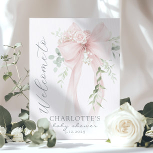 Poster Bienvenue à une élégante Baby Shower avec un nœud