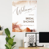 Poster Bienvenue à une élégante douche nuptiale à l'encre (Bureau à domicile)