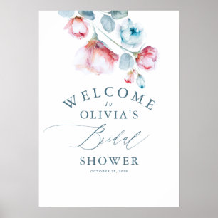 Poster Bienvenue à une élégante douche nuptiale florale b