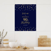 Poster Bienvenue à une fête d'anniversaire de 90 ans avec (Cuisine)