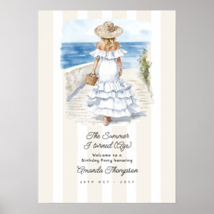Poster Bienvenue à une fête d'anniversaire d'été en bord