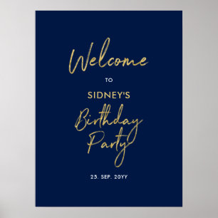 Poster Bienvenue à une fête d'anniversaire moderne Or et