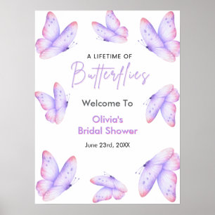Poster Bienvenue à une fête de mariage papillons pour tou
