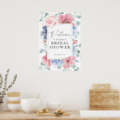 Poster Bienvenue à une réception de mariage Dusty Blue et (Cuisine)