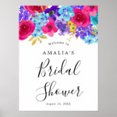 Poster Bienvenue à une réception de mariage rose, violet  (Devant)