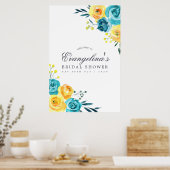 Poster Bienvenue à une réception de mariage turquoise et (Cuisine)