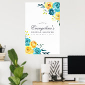Poster Bienvenue à une réception de mariage turquoise et (Bureau à domicile)