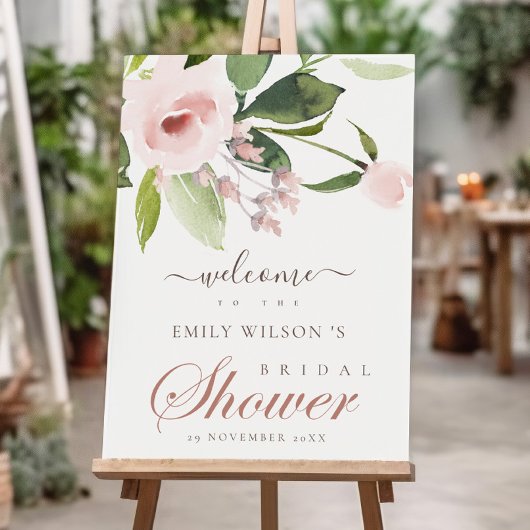 POSTER BIENVENUE À UNE SOIRÉE DE MARIAGE FLEURS DE ROSE R