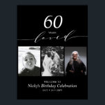 Poster Bienvenue à votre fête d'anniversaire des 60 ans a<br><div class="desc">Accueillez vos invités à une journée de célébration spéciale avec ce panneau de bienvenue photo noir et blanc élégant. Ce design présente une typographie moderne "60 ans aimés" avec des modèles de photo. Plus d'invitations d'anniversaire et de fournitures de fête sont disponibles dans ma boutique BaraBomDesign.</div>