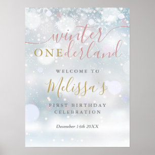 Poster Bienvenue à Winter Onederland pour un 1er annivers