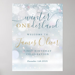 Poster Bienvenue à Winter Onederland pour un 1er annivers