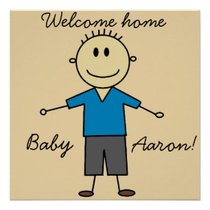 Poster Bienvenue Accueil Nouveau bébé Nom du bébé Petit c