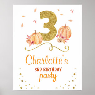 Poster Bienvenue Anniversaire 3ème Citrouille Trois