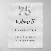 Poster Bienvenue argent pour les 75 ans (Devant)