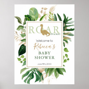 Poster Bienvenue au Baby shower de Dinosaur de Brotosaure