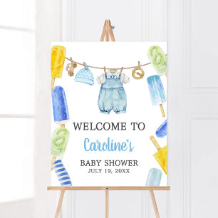 Poster Bienvenue au Baby shower du petit garçon Popsicle