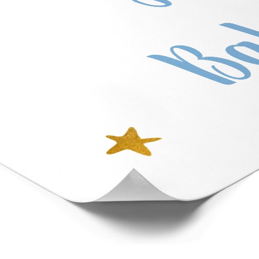 Poster Bienvenue au Baby shower spatial en or bleu astron