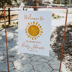 Poster Bienvenue au Baby shower Sun Jaune