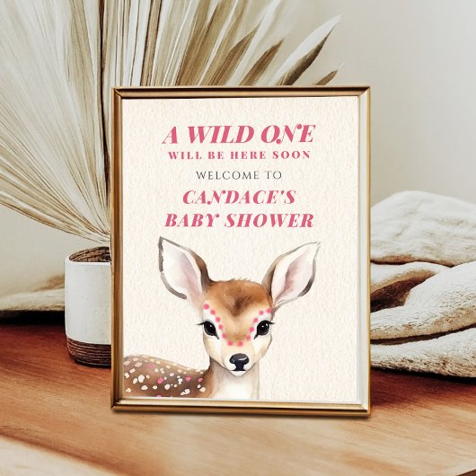 Poster Bienvenue au Baby shower Wild One Deer