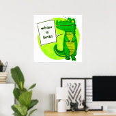 Poster bienvenue au caricature de crocodile de floride (Bureau à domicile)