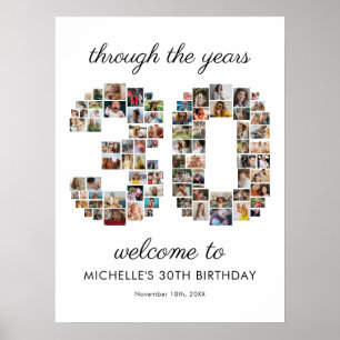 Poster Bienvenue au Collage de Photos pour les 30 ans
