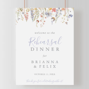 Poster Bienvenue au dîner de répétition de mariage aux fl