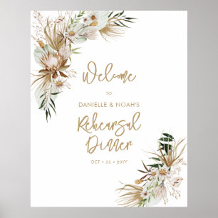 Poster Bienvenue au dîner de répétition de mariage bohème