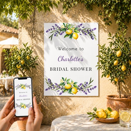 Poster Bienvenue au lavande citrons pour la douche de mar