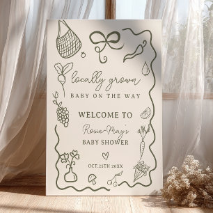 Poster Bienvenue au marché fermier rustique de bébé culti