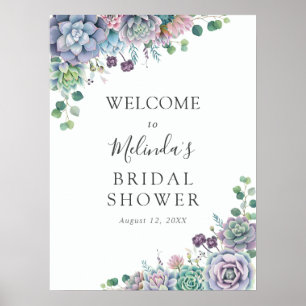 Poster Bienvenue au mariage avec succulentes violettes et