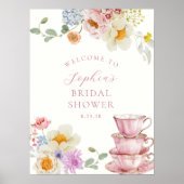 Poster Bienvenue au mariage avec thé de fleurs sauvages (Devant)