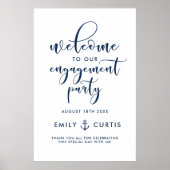 Poster Bienvenue au mariage civil sur le thème marin en é (Devant)