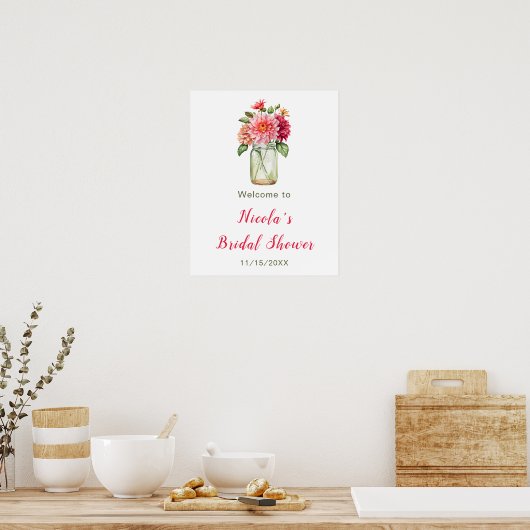 Poster Bienvenue au mariage dans un pot Mason avec des da (Cuisine)
