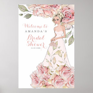 Poster Bienvenue au mariage de la mariée Rose Rose