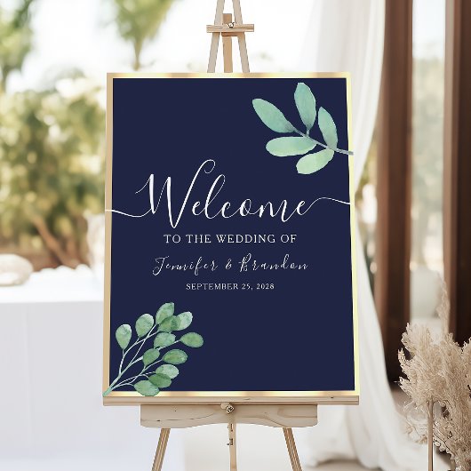 Poster Bienvenue au Mariage de la Marine Blue Green