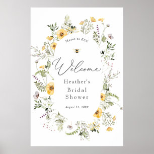 Poster Bienvenue au mariage de l'abeille et de la délicat