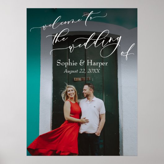 Poster Bienvenue au Mariage de l'enseigne photo (Devant)