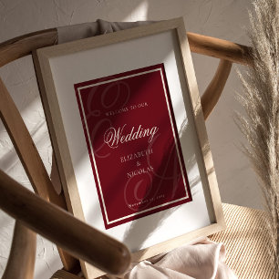Poster Bienvenue au mariage de luxe avec monogramme de vi