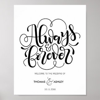 Poster Bienvenue au mariage de - Toujours et pour toujour