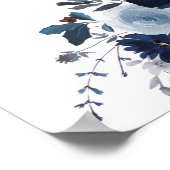 Poster Bienvenue au Mariage Floral Blue & Navy (Coin)