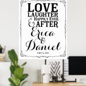 Poster bienvenue au mariage heureux après (Bureau à domicile)