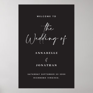 Poster bienvenue au mariage mariage de typographie modern