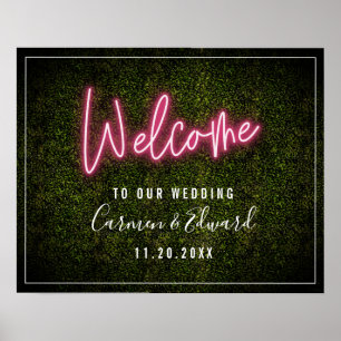 Poster Bienvenue au Mariage Neon Boxwood