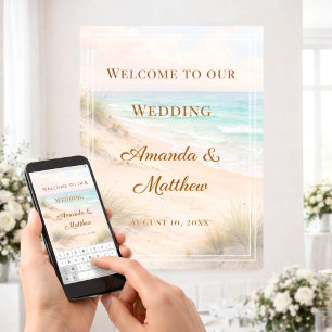 Poster Bienvenue au mariage sur la plage côtière