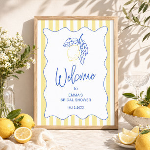 Poster Bienvenue au mariage sur le thème de la côte d'Ama