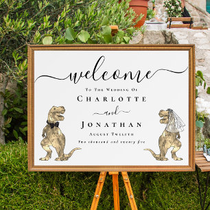 Poster Bienvenue au mariage sur le thème des dinosaures