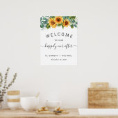 Poster Bienvenue au mariage Tournesol Eucalyptus (Cuisine)