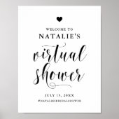Poster Bienvenue au mariage virtuel en écriture grasse et (Devant)
