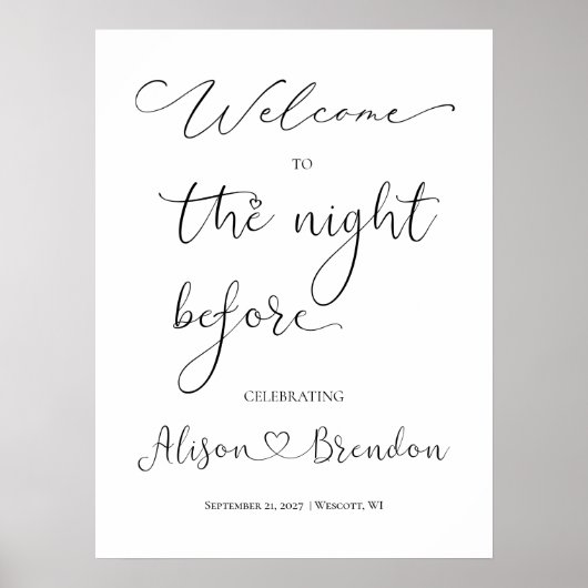 Poster Bienvenue au panneau noir et blanc de la veille (Devant)